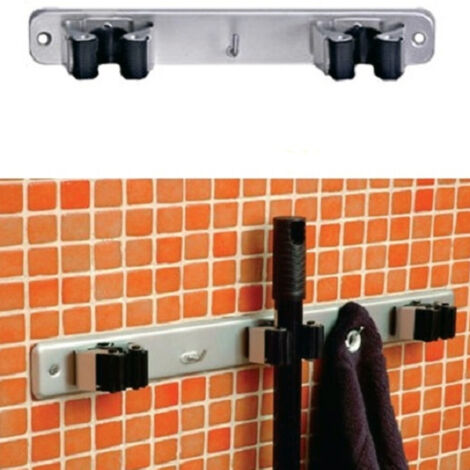 TRADE SHOP - Barra Portascope 2 Posti Magic Holder Sostegno Murale Appendiscope Fissaggi Muro -