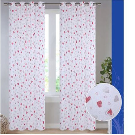 TRADE SHOP - Tenda Dorotea Cuori Pannello Singolo 8 Borchie Porta Finestra Bastone 140x280 Cm - (1/2)