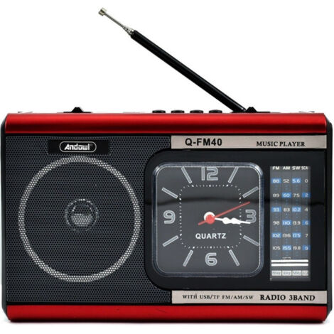 TRADE SHOP - Radio Portatile A Batteria Usb Sveglia Q-fm40 Altoparlante Bluetooth Con Torcia -