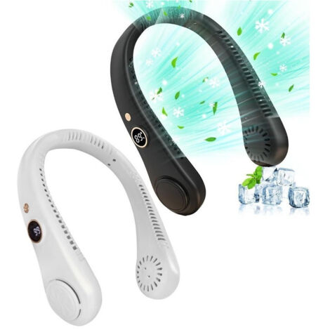 TRADE SHOP - Ventilatore Da Collo Portatile Display 5 Livelli Velocità Ricaricabile Usb Sport -
