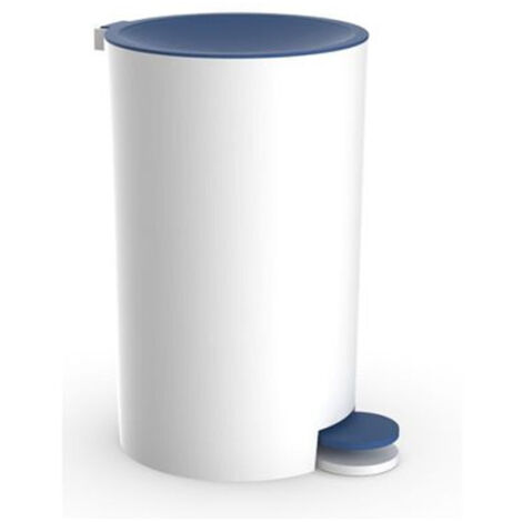 TRADE SHOP - Cestino Pattumiera A Pedale Arredo Bagno Bianco Blu In Plastica Accessorio 69893 -