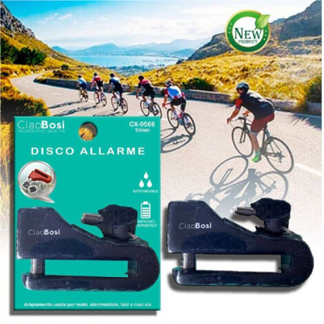 TRADE SHOP - Lucchetto Blocca Disco Con Allarme Sonoro Sicurezza Antifurto Moto Bici Cx-9566 -