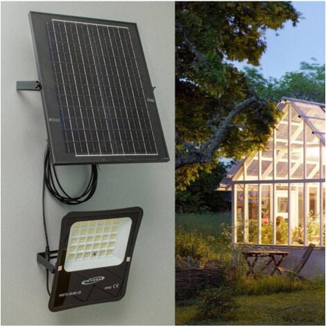 TrAdE Shop Traesio - Faro Con Pannello Solare Ip65 E Sensore Crepuscolare Proiettore 50 100 200 300w -  50 Watt