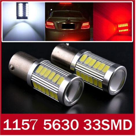 TRADE SHOP - 2 Lampadine Luce Posizione Luci Posteriori Stop Bay15d 33 Led Smd 12 - 24 Volt -