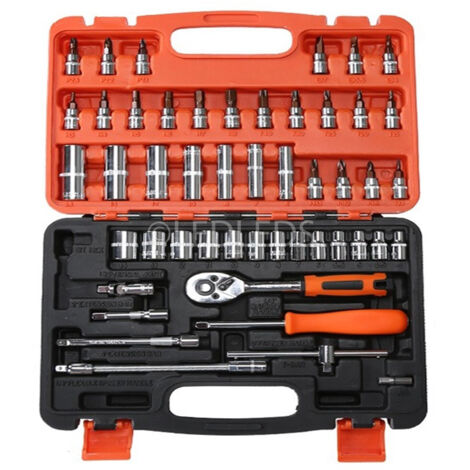 TRADE SHOP - Set Chiavi A Bussola Con Cricchetto 53 Pezzi Chrome Vanadium In Valigetta -