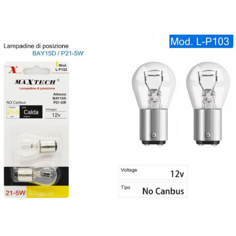 TRADE SHOP - Lampadine Di Posizione Auto Bay15d 12v 21-5w Luce Calda Alogena No Canbus L-p103 - (1/3)