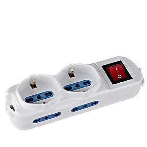 TRADE SHOP - Multipresa Elettrica Ciabatta 6 Posti Con Interruttore Cavo 1,5mt Con Spina 16a -