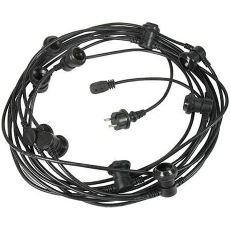 AntDau71® - Cordoniera Catena Luminosa Led Catenaria con 10 Portalampada Pendenti cavo Nero E27 da 10 mt Impermeabile Prolungabile (LAMPADINE ESCLUSE) - CW870