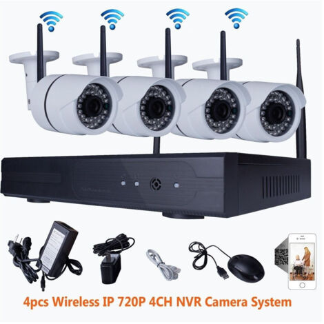 TrAdE Shop Traesio - 4ch Canali Wifi Dvr Nvr Kit Wifi Ip Camera Segnale 300 Metri Con 4 Telecamere - (1/5)