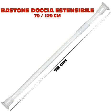 TRADE SHOP - Bastone Asta Telescopica Per Doccia Tenda Armadio Estensibile Da 70 A 120 Cm -