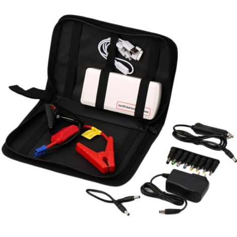 TRADE SHOP - Avviatore Emergenza Con Borsa Auto Luce Starter Power Bank 9000mah Portatile Pinze Batteria -