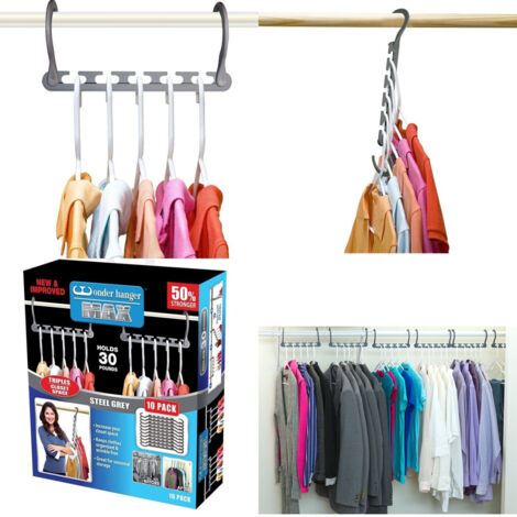 TRADE SHOP - Organizer Salvaspazio 8 Porta Stampelle Grucce Per Armadio Wonder Hanger Max -