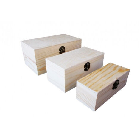 TRADE SHOP - Set 3pz Scatole Matrioska Scatola Rettangolare In Legno Portagioie Decoupage -