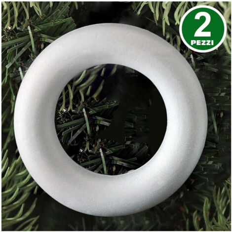 TRADE SHOP - 2 Anelli Cerchi Di Polistirolo 32cm Bianchi Decorazioni Natalizie Addobbi Natale - (1/3)