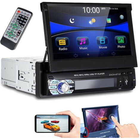 TRADE SHOP - Autoradio 1 Din Con Schermo A Scomparsa 7 Stereo Auto Touch Bluetooth Gps Usb Sd -
