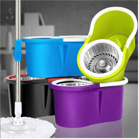 TRADE SHOP - Secchio Rotante Mocio Roto Mop Cestello In Metallo Microfibra Lava Pavimenti -