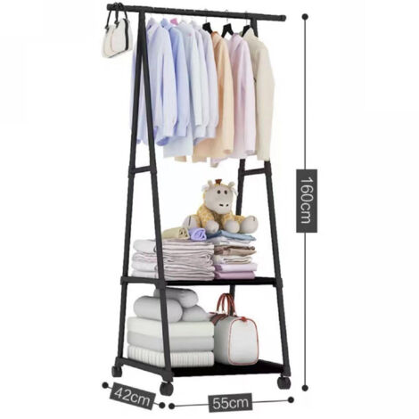 TRADE SHOP - Stand Appendiabiti Attaccapanni In Legno Mdf E Metallo Camera Da Letto Nero -