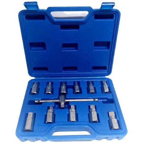 TrAdE Shop Traesio - Chiave Del Carter Quadrato Ed Esagonale Set 12 Pezzi Chiavi Universali A Bussola - (1/5)