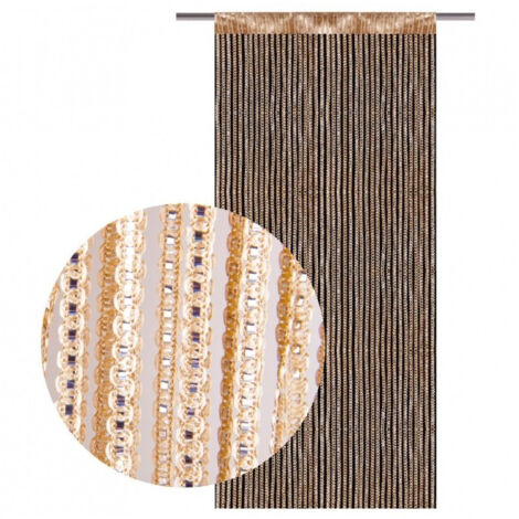 TrAdE Shop Traesio - Tenda A Fili Filo Frange Oro Argento 100x200cm Per Arredo Interni Porta Finestra -