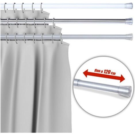 TRADE SHOP - Barra Telescopica Per Tenda Da Doccia 70 Cm Fino A 120 Cm Alluminio Cromato -