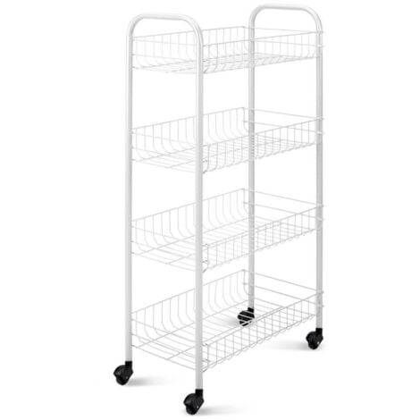 TrAdE Shop Traesio - Carrello Portaoggetti Porta Oggetti 4 Ripiani Bianco Per Cucina Bagno 30x40x77cm -