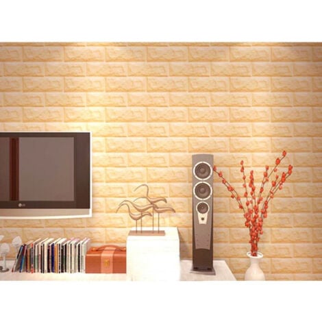 TrAdE Shop Traesio - Pannello Adesivo Per Decorazione Parete Effetto Pietra Muro 70 X 60 Cm Beige -