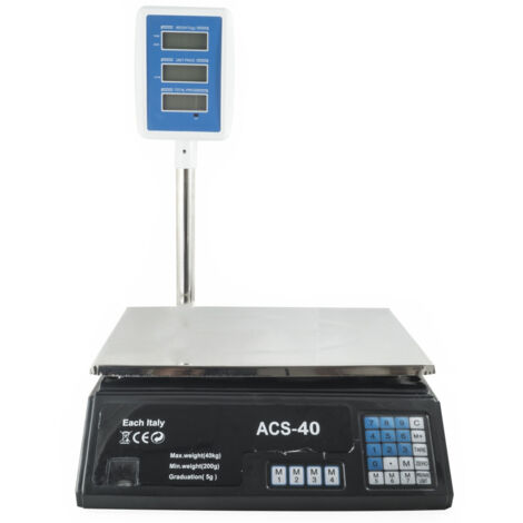 TRADE SHOP - Bilancia Digitale Elettronica 40 Kg Display Lcd Elettronico Fronte Retro Pesa -