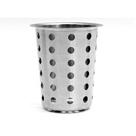 TRADE SHOP - Porta Posate In Acciaio 12x12x13cm Scolaposate Cola Colino Scolapasta Scolafritto -