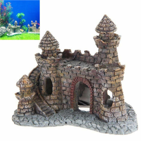 TRADE SHOP - Decorazione Per Acquario Castello Con Torre Resina Pesci Acqua H10 Cm Ornamento -