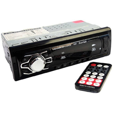 TRADE SHOP - Stereo Autoradio Auto Fm Mp3 Usb Slot Sd Aux Rca Radio 60w X 4 Telecomando Ec4207 -