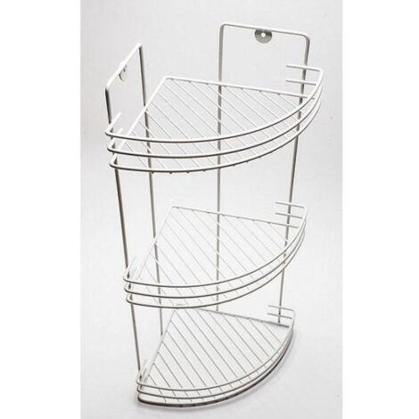 TRADE SHOP - Mensola Da Bagno Angolare A 3 Livelli Ripiani Metallo Bianca 59x22x22cm -