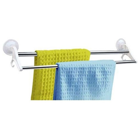 TRADE SHOP - Porta Asciugamani Da Bagno Attacco A Ventosa 2 Aste 50cm 2 Appendini - (1/2)