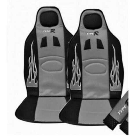 TRADE SHOP - Set 2 Coprisedili Coppia Schienali Racing Universali Auto Grigi Sportivi -