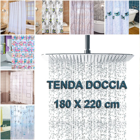TRADE SHOP - Tenda Per Doccia Varie Fantasie Per Vasca Da Bagno Tendina Con Ganci 180x220 Cm -