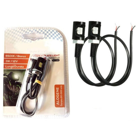 TRADE SHOP - Kit 2pz Luce A Led Per Targa Motociclo Moto Luce Bianca 6500k 1w Alogene Xc-1309 - (1/2)