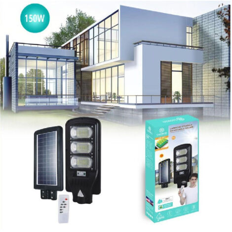 TRADE SHOP - Lampione Stradale Led Pannello Ricaricabile Luce Solare 150w Telecomando Led-8511 -