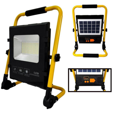 TRADE SHOP - Faro Di Emergenza A Led 100w Con Pannello Solare Ricaricabile Torcia Sos -