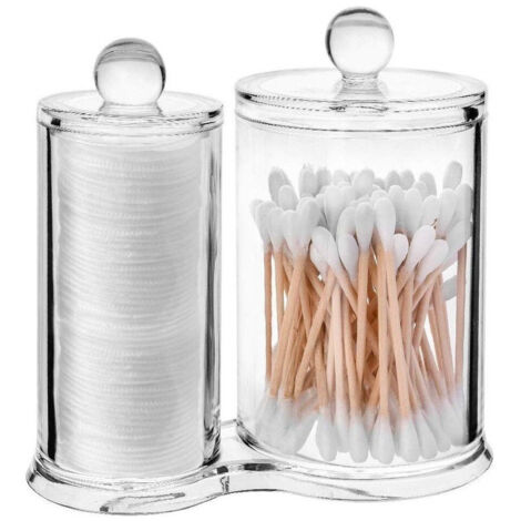 TRADE SHOP - Organizer Doppio Comparto Porta Dischetti Struccanti Cotton Fioc Cosmetici Espositore -