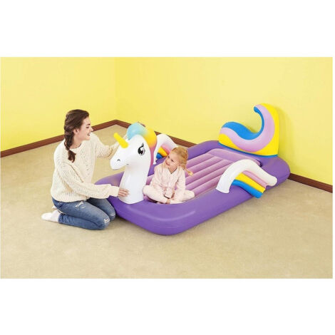 TRADE SHOP - Lettino Gonfiabile Per Bambini Unicorno 196x104x84 Cm Materasso Floccato 67713 -