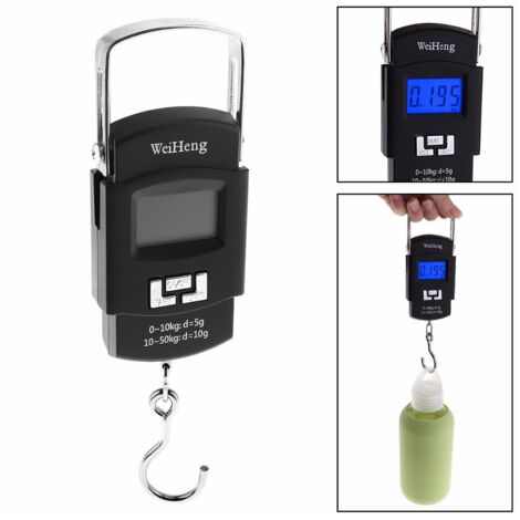 TRADE SHOP - Bilancia Portatile Elettronica Per Pesca Caccia Pesa Bagagli 50 Kg Wh-a08 -