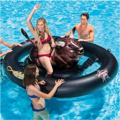 TrAdE Shop Traesio - Gioco Toro Scatenato Gonfiabile Inflatabull Mare Piscina 239 X 196 X 81 Cm -