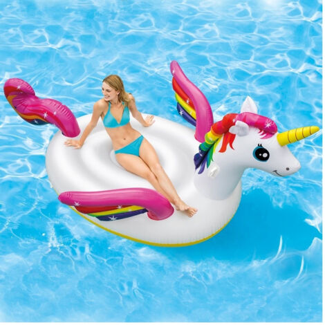 TRADE SHOP - Unicorno Gonfiabile Gigante Isola Materassino Mare Piscina 224x164 Cm -