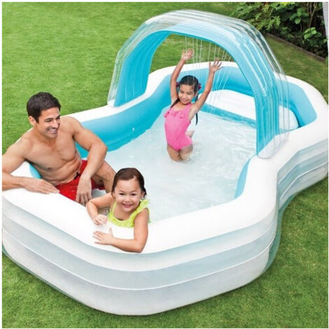 TRADE SHOP - Piscina Gonfiabile Family Cabana 310 X 188 X 130 Cm Spruzza Acqua Fuori Terra -