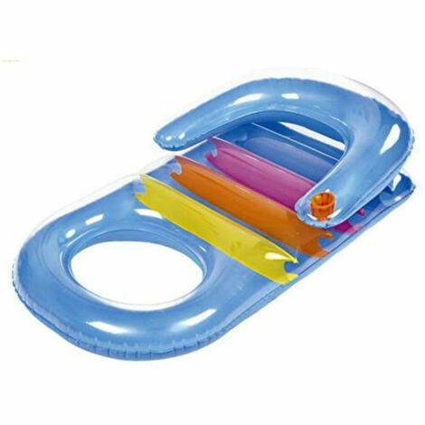 TRADE SHOP - Poltrona Materassino Gonfiabile Multicolor Mare Piscina Con Porta Bibita 150x86cm -