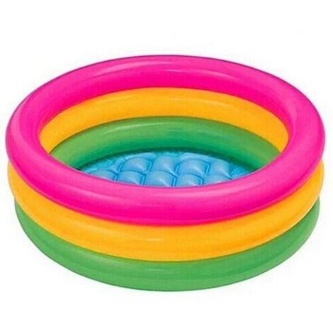 TRADE SHOP - Piscina Bagnetto Gonfiabile 3 Anelli Rotonda Bambini Spiaggia Mare 60x25cm -
