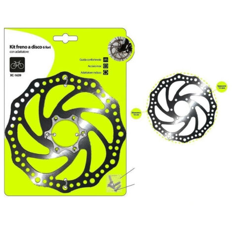 TRADE SHOP - Freno A Disco A 6 Fori Con Adattatore Ingranaggio 16 Cm Bici Bicicletta Xc-1639 -