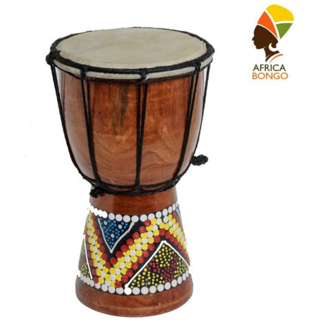 TRADE SHOP - Bongo In Legno Decorativo Africano Tamburo Arredamento Altezza 19 X Diametro 12 -