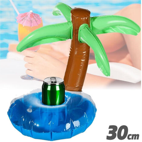 TRADE SHOP - Porta Bibite Gonfiabile Isola Con Palma Galleggiante Porta Lattina Piscina 30 Cm - (1/2)