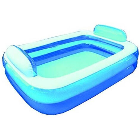 TRADE SHOP - Piscina Rettangolare Gonfiabile Con Poggiatesta 266 X 175 X 50 Cm 2 Camere Aria -