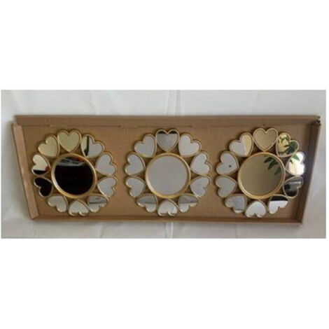 TRADE SHOP - Set 3 Pezzi Specchi Da Parete Decorativi Con Cuori Specchio 25 X 25 Cm 854118 -